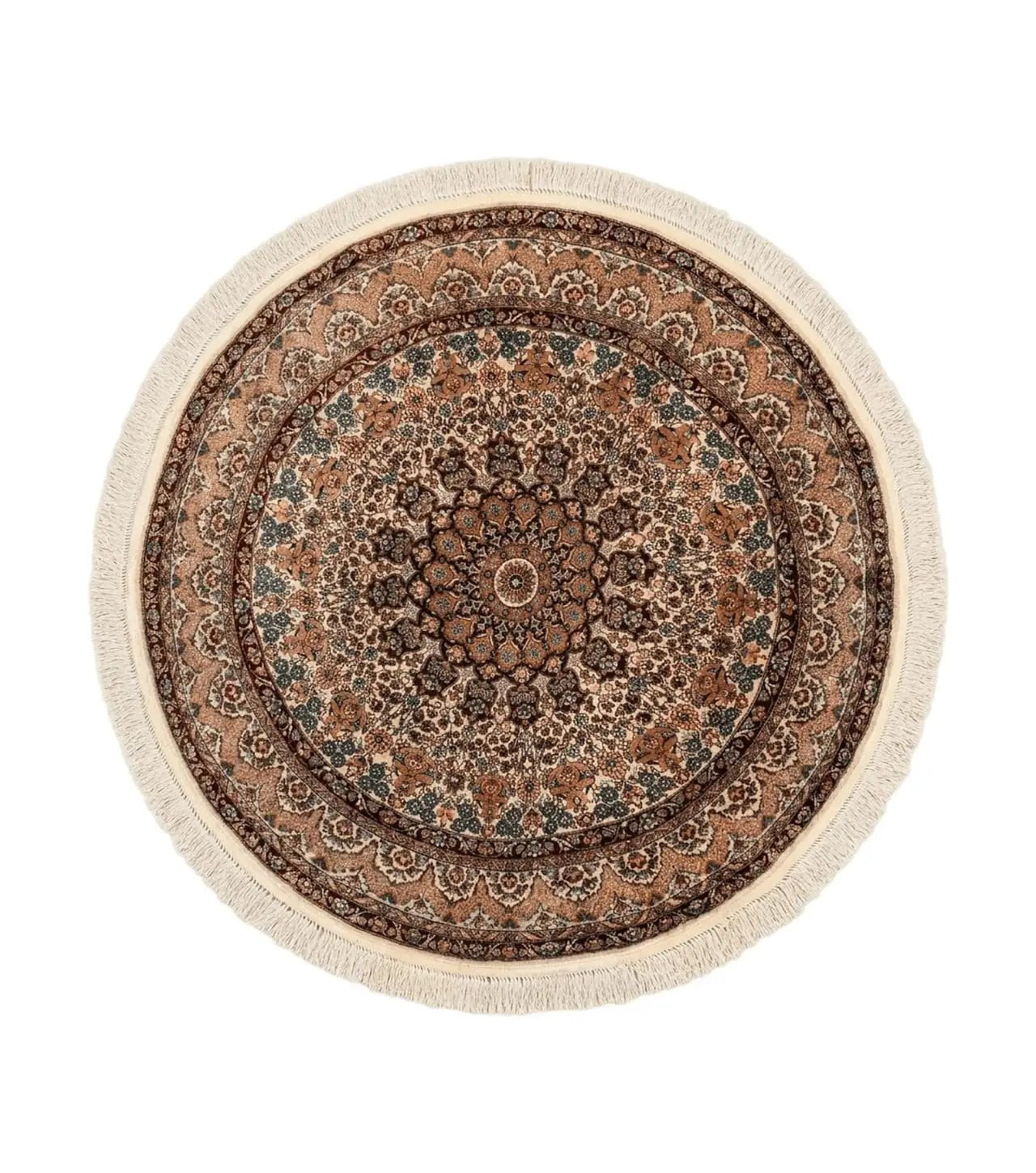 Round Silk Rug 3x3, Extremely Fine 580 KSPI, Sino Persian Round Handmade Carpet, Silk on Silk by Jewel Rugs