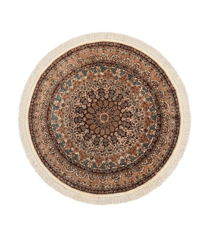 Round Silk Rug 3x3, Extremely Fine 580 KSPI, Sino Persian Round Handmade Carpet, Silk on Silk by Jewel Rugs