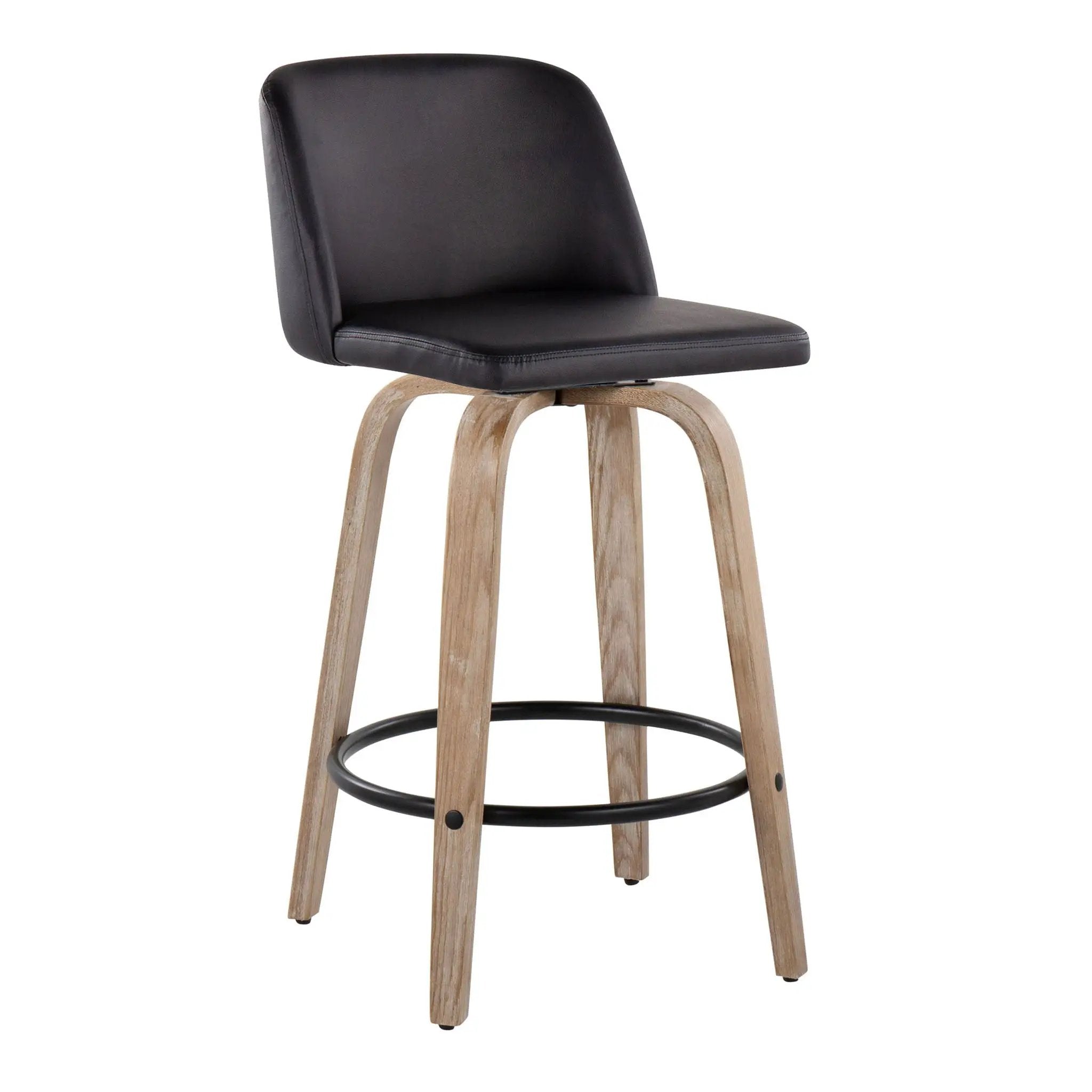 Toriano - Contemporary Fixed-Height Counter Stool & Swivel With Round Footrest (Set of 2) by HouseOfZazla
