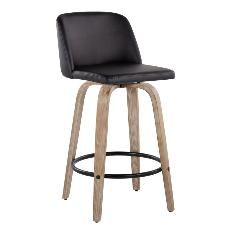 Toriano - Contemporary Fixed-Height Counter Stool & Swivel With Round Footrest (Set of 2) by HouseOfZazla
