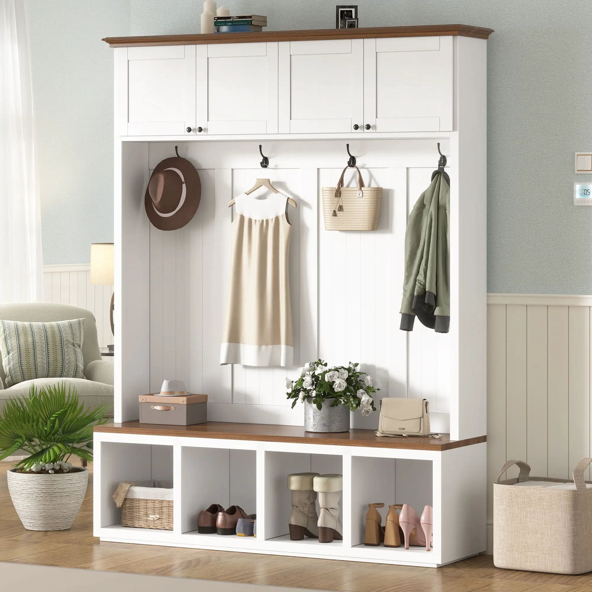 Entryway Hall Tree With Bench And Storage by Unique Piece Furniture