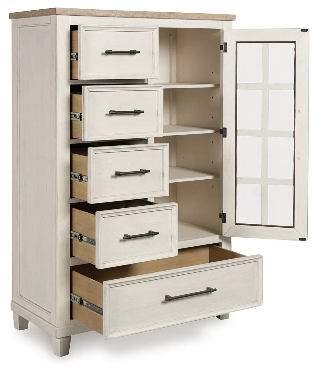 Shaybrock - Door Chest - Antique White / Brown by Unique Piece Furniture