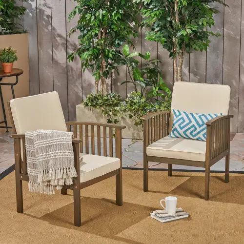 Patio Set Outdoor Acacia Wood Furniture Sets - Modern Club Chair Conversation Sets with Patio Dining Table by HouseOfZazla