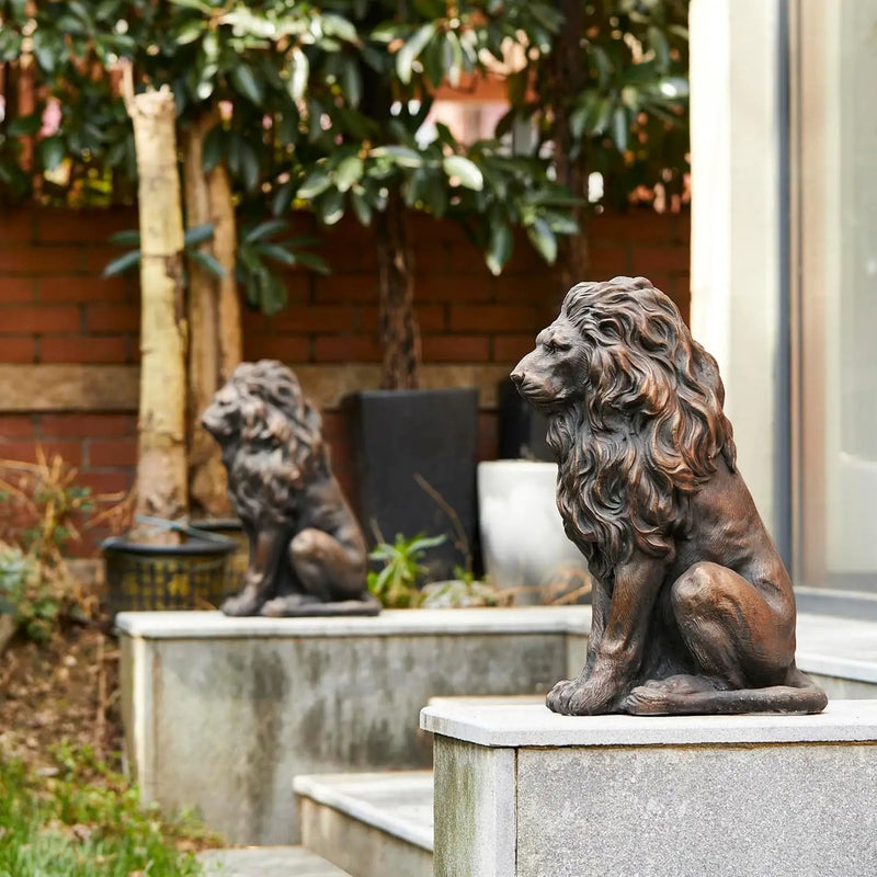 20.5" Resin Lion Statue, Outdoor and Indoor Decorative Sculpture by HouseOfZazla