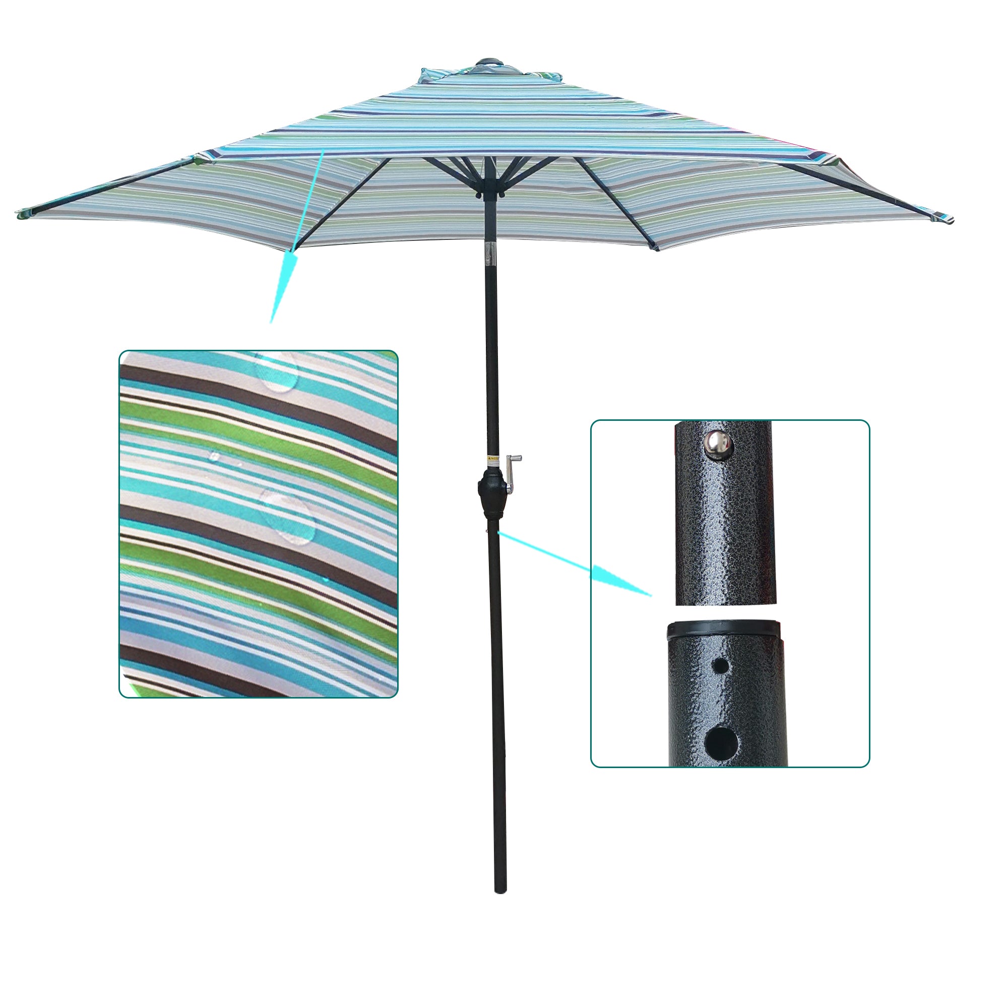 9FT Umbrella Blue Stripes by HouseOfZazla