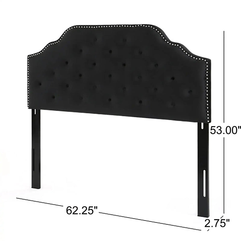 Charismatic Queen Size Headboard with Button Tufting and Nailhead Trim by HouseOfZazla