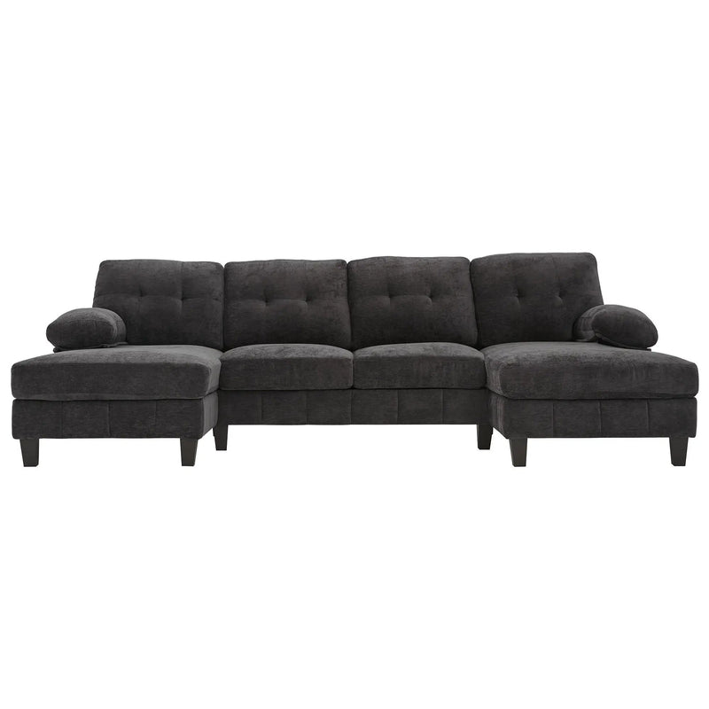 U-Shaped Sectional Sofa 103.5" Fabric Couch With Dual Chaise Lounges, Storage Pockets, Armrest Pillows by HouseOfZazla