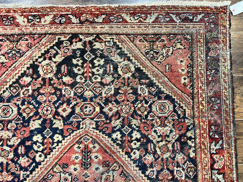 Antique Persian Mahal Rug 4x7, Wool Hand Knotted Tribal Geometric Carpet by Jewel Rugs