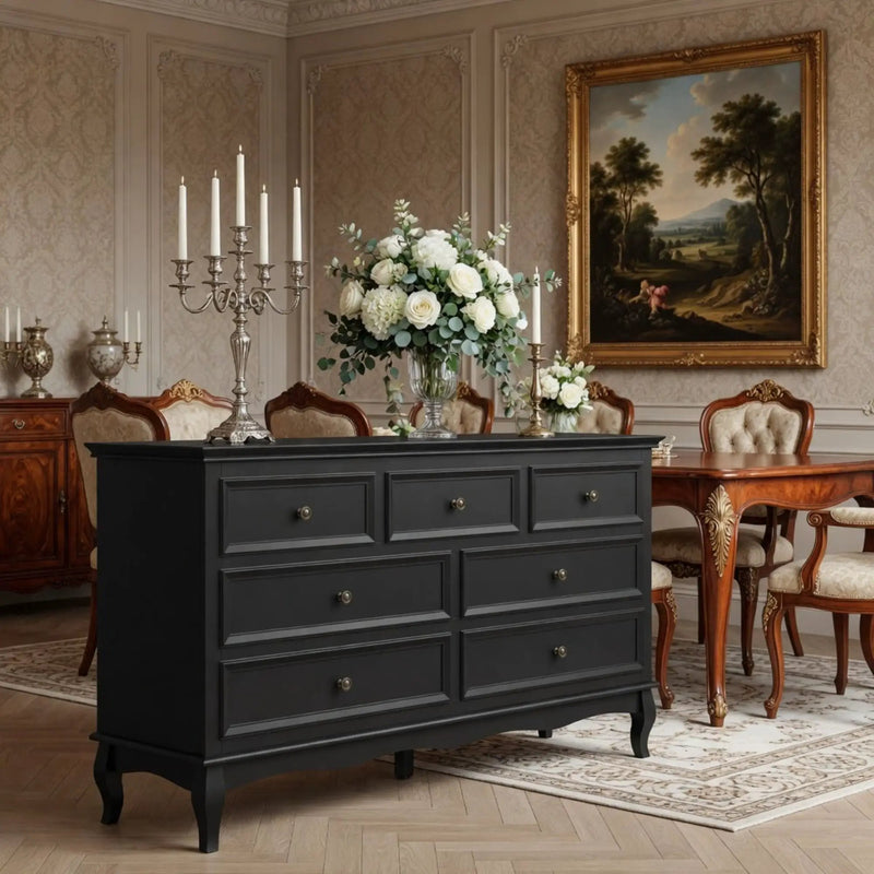 7 Drawer Dresser, Storage Chest - Black by HouseOfZazla