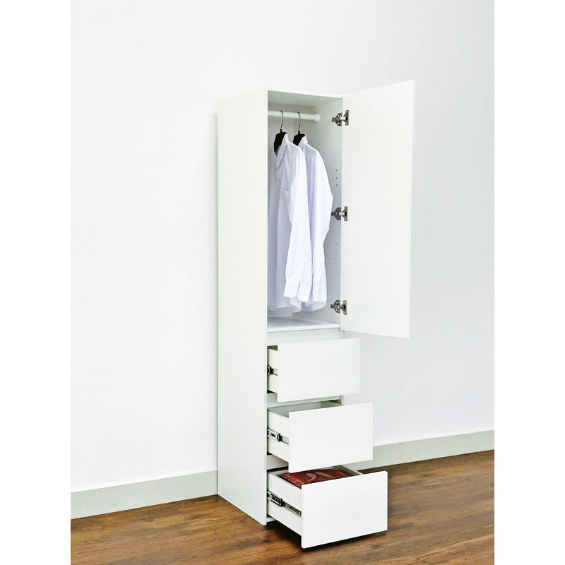 Elise - Slim Modular Closet Cabinet With Drawers - White by HouseOfZazla