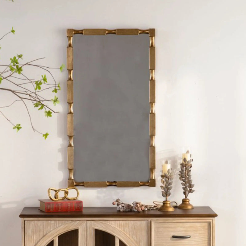 Gold Bamboo-Style Rectangular Wall Mirror by HouseOfZazla