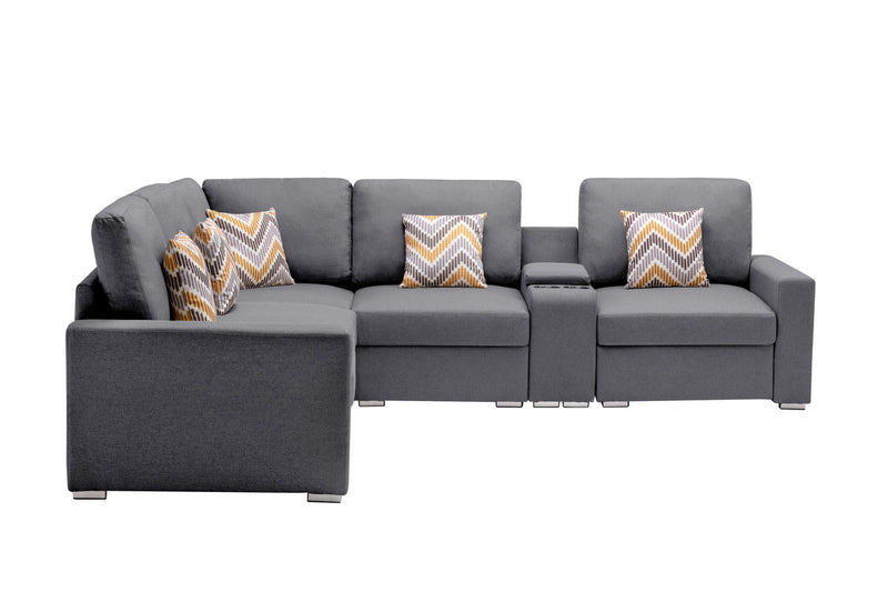 Nolan - Fabric 6 Piece Sectional Sofa With Pillows And Interchangeable Legs by HouseOfZazla