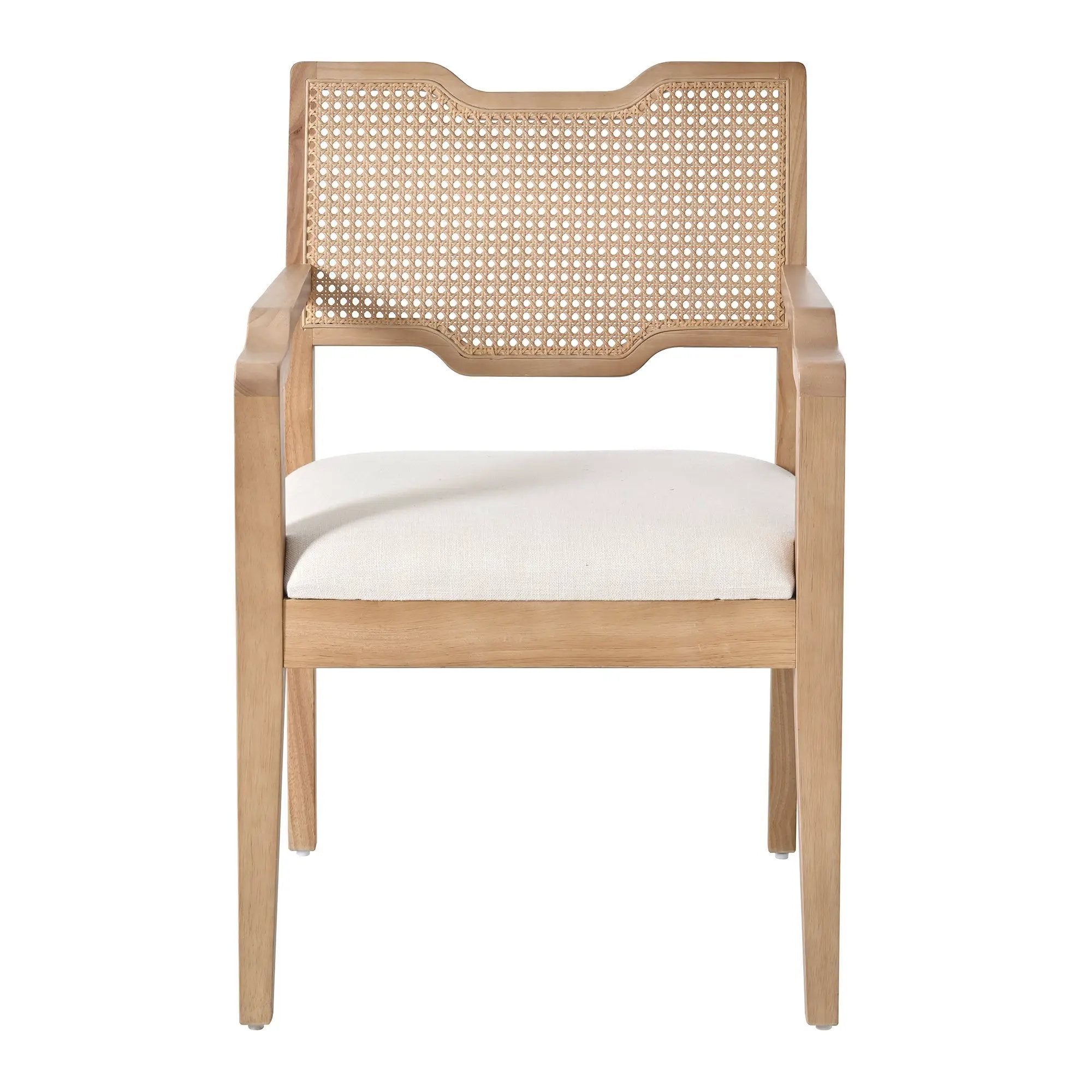 Farmhouse Dining Chairs Set of 2 with Upholstered Seats and Rattan Backrest by HouseOfZazla