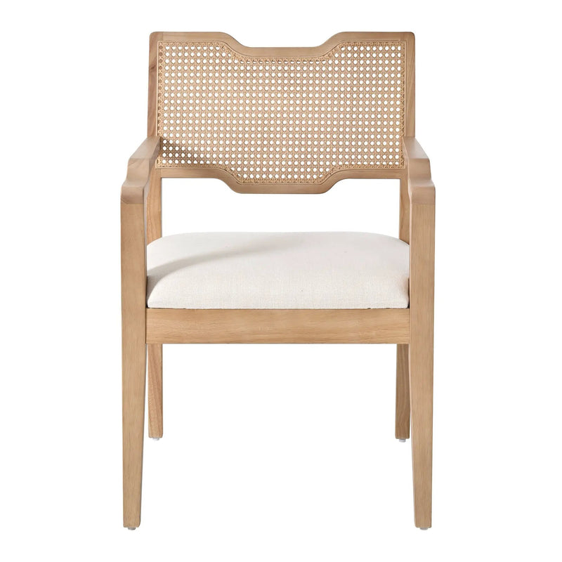 Farmhouse Dining Chairs Set of 2 with Upholstered Seats and Rattan Backrest by HouseOfZazla