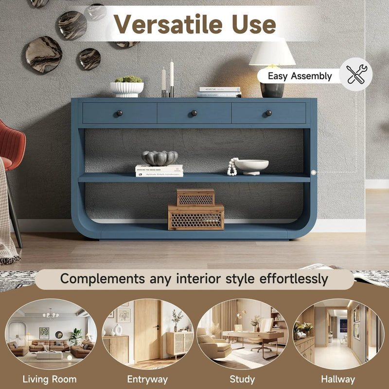 Console Table With 3 Soft Close Drawers & 2 Open Shelves by HouseOfZazla