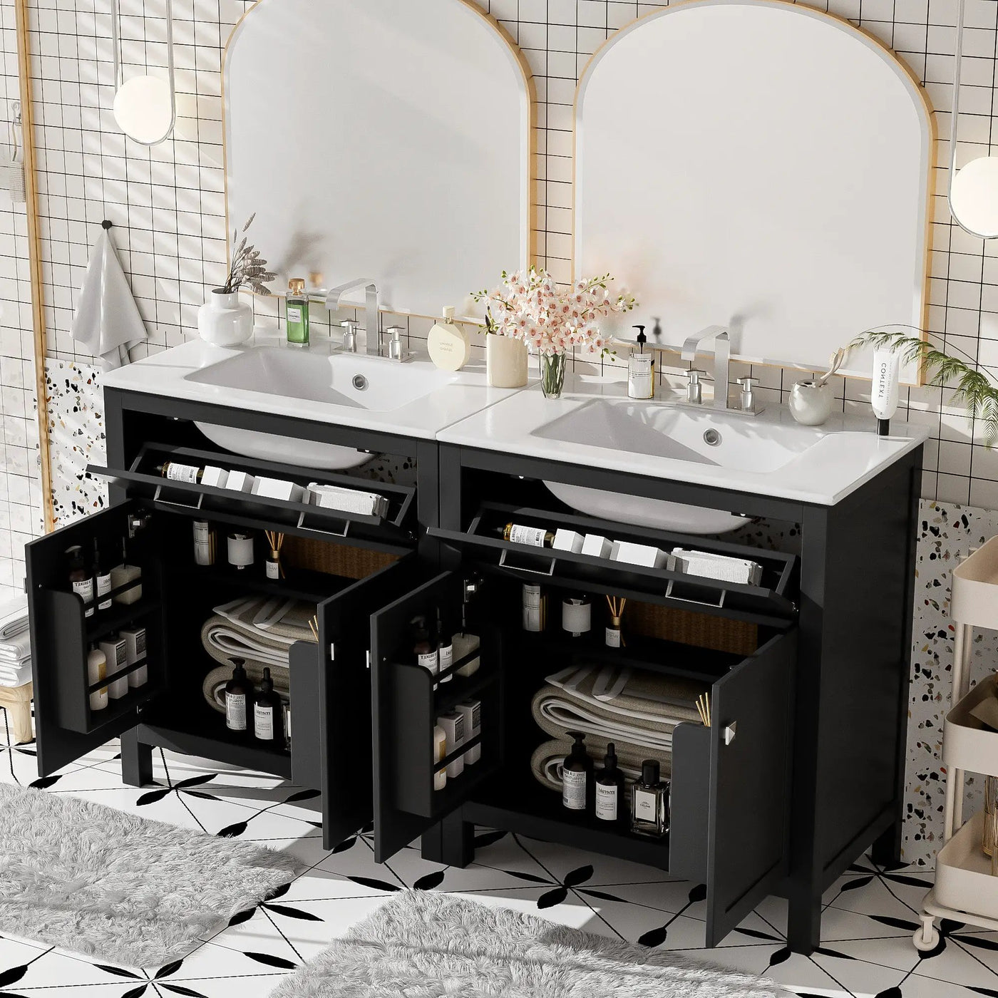 60" Modern Black Bathroom Vanity Set by HouseOfZazla
