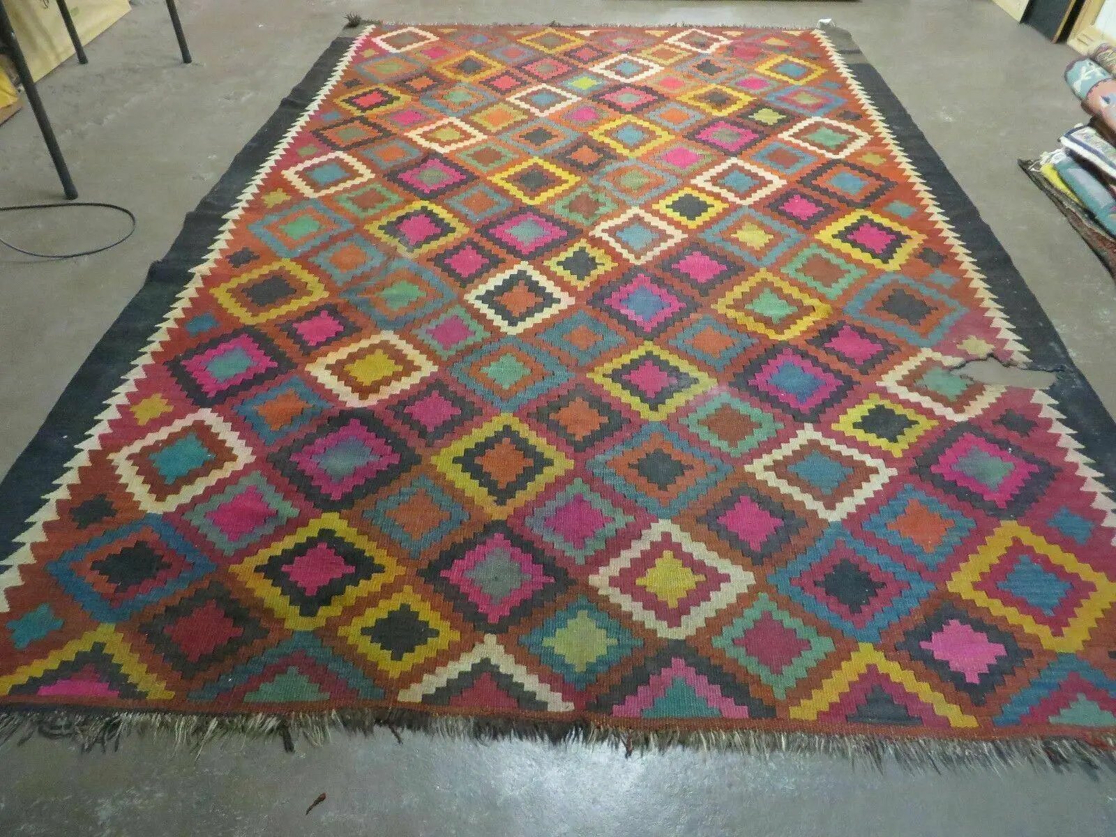 7' X10' Antique Afghan Kilim Handmade Flat Weave Wool Rug Vegy Organic Colorful by Jewel Rugs
