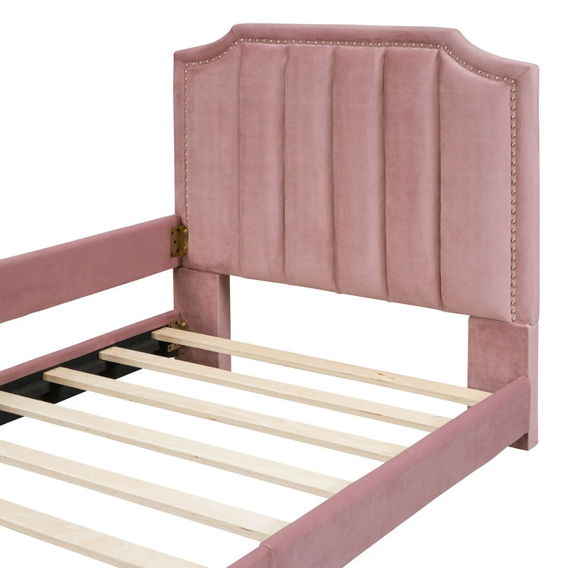 Upholstered Daybed With Classic Stripe Shaped Headboard by HouseOfZazla