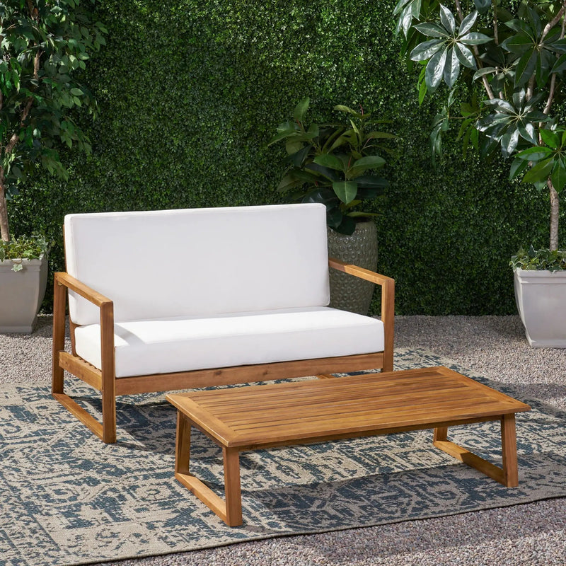 Belgian Loveseat & Coffee Table Set With Water Resistant Cushions by HouseOfZazla