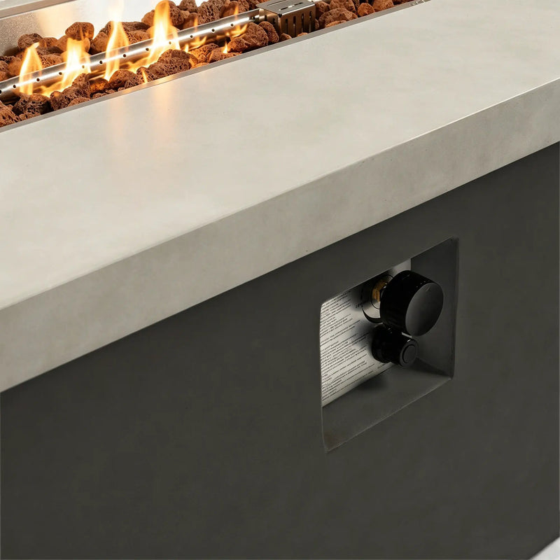 Outdoor 60-Inch Rectangular Dark Grey Concrete Fire Pit Table by HouseOfZazla