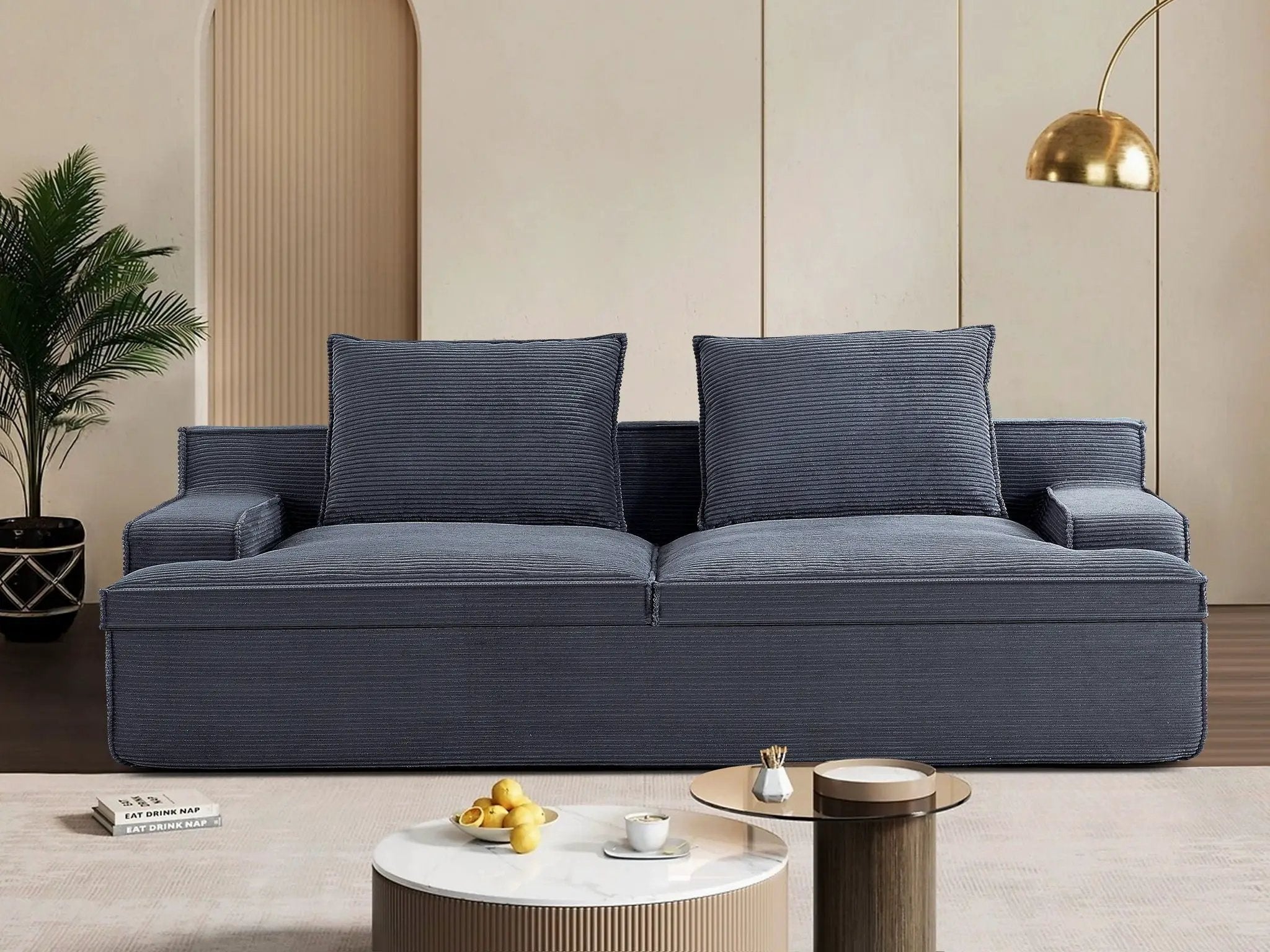 Nimbus - Oversized Full Foam 4 Seater Couch For Living Room Upholstered In Soft, Wide Armrests by HouseOfZazla