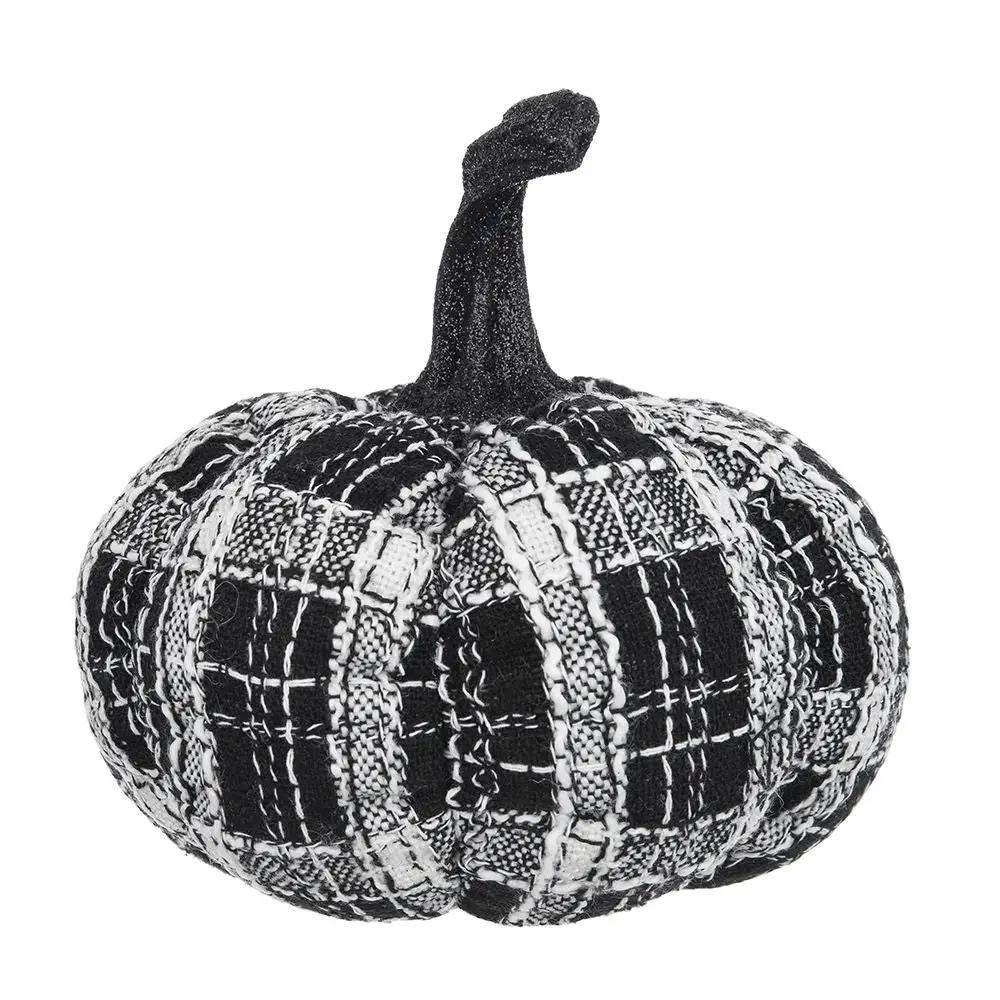 Light Plaid Pumpkin, For Holiday Halloween Decor - Black / White by HouseOfZazla