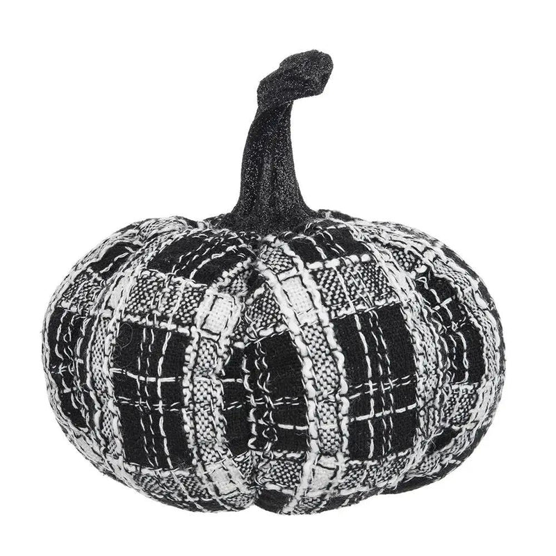 Light Plaid Pumpkin, For Holiday Halloween Decor - Black / White by HouseOfZazla