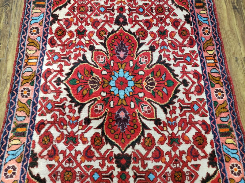 3' 2' X 5' 1" Handmade Floral Wool Rug Red Beige /Ivory by Jewel Rugs