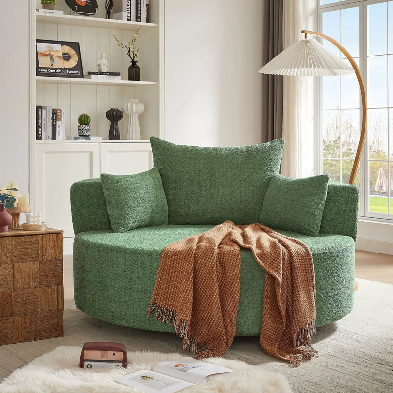 360° Swivel Accent Barrel Chair With 3 Removable Pillows For Living Room by HouseOfZazla