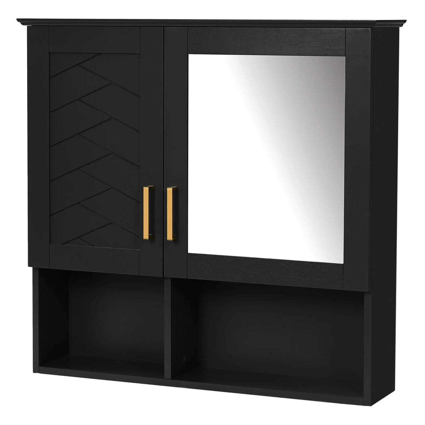 2 In 1 Wall-Mounted Mirror Cabinet With Adjustable Shelves, Soft-Close Doors, High-Definition Mirror & Storage by Unique Piece Furniture