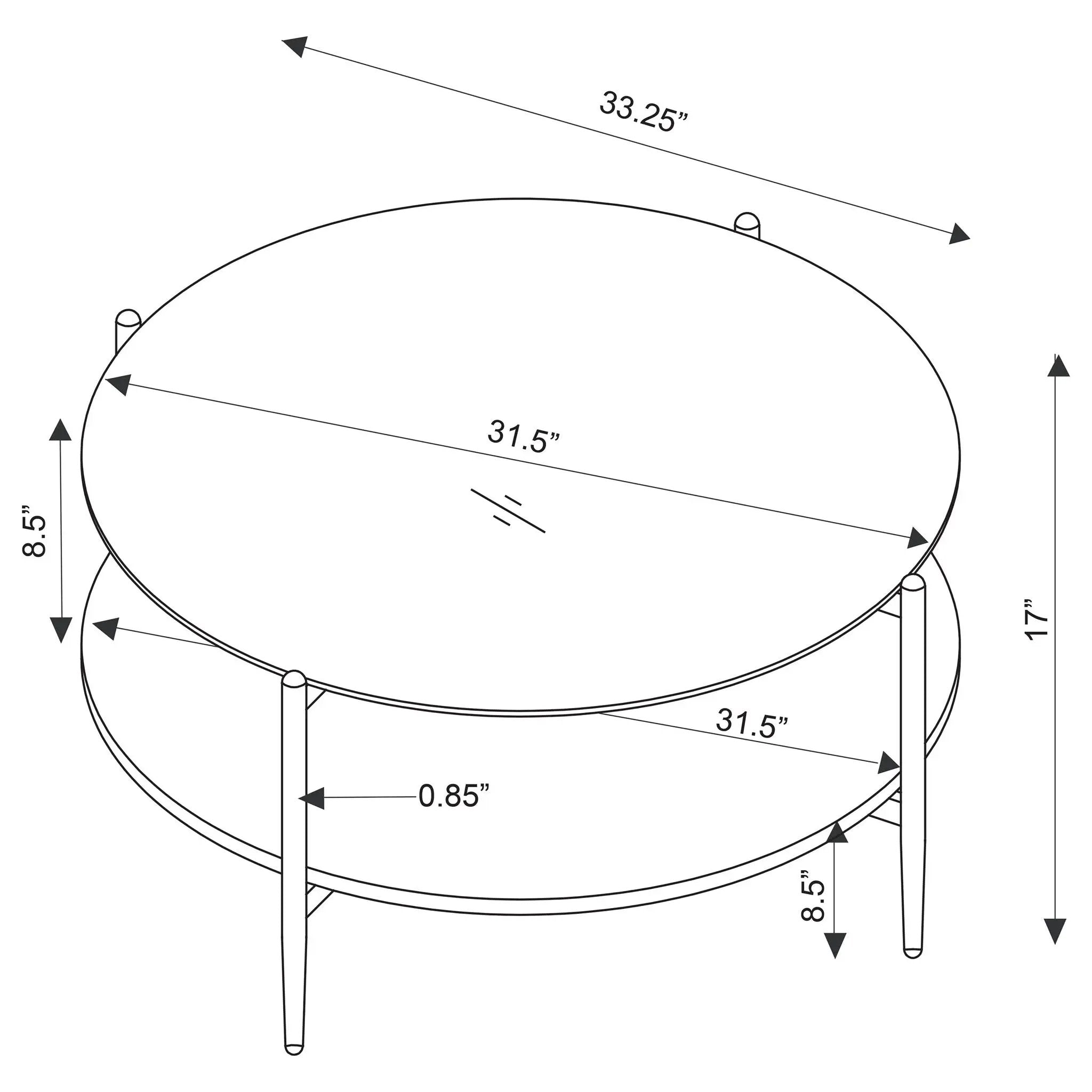 Jonelle 3-piece Round Coffee and End Table Set Gold by Unique Piece Furniture