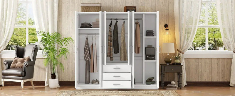 6 Doors Wardrobe Storage For Bedroom, With Big Drawers by HouseOfZazla