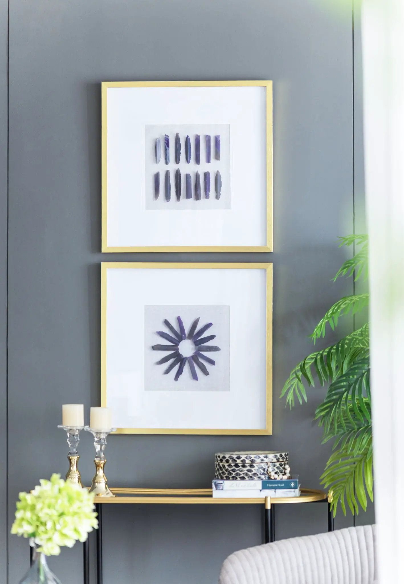 Grace Purple Agate Shadow Boxes Wall Art (Set of 2) - Multicolor by Unique Piece Furniture