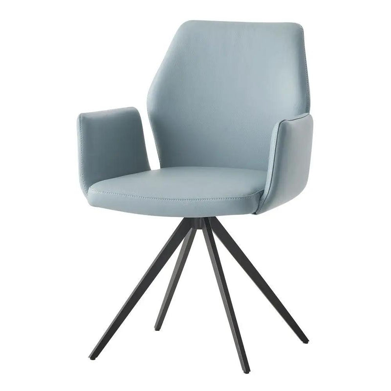 Segismunda - Arm Chair With Swivel - Light Blue Leather & Black by Unique Piece Furniture