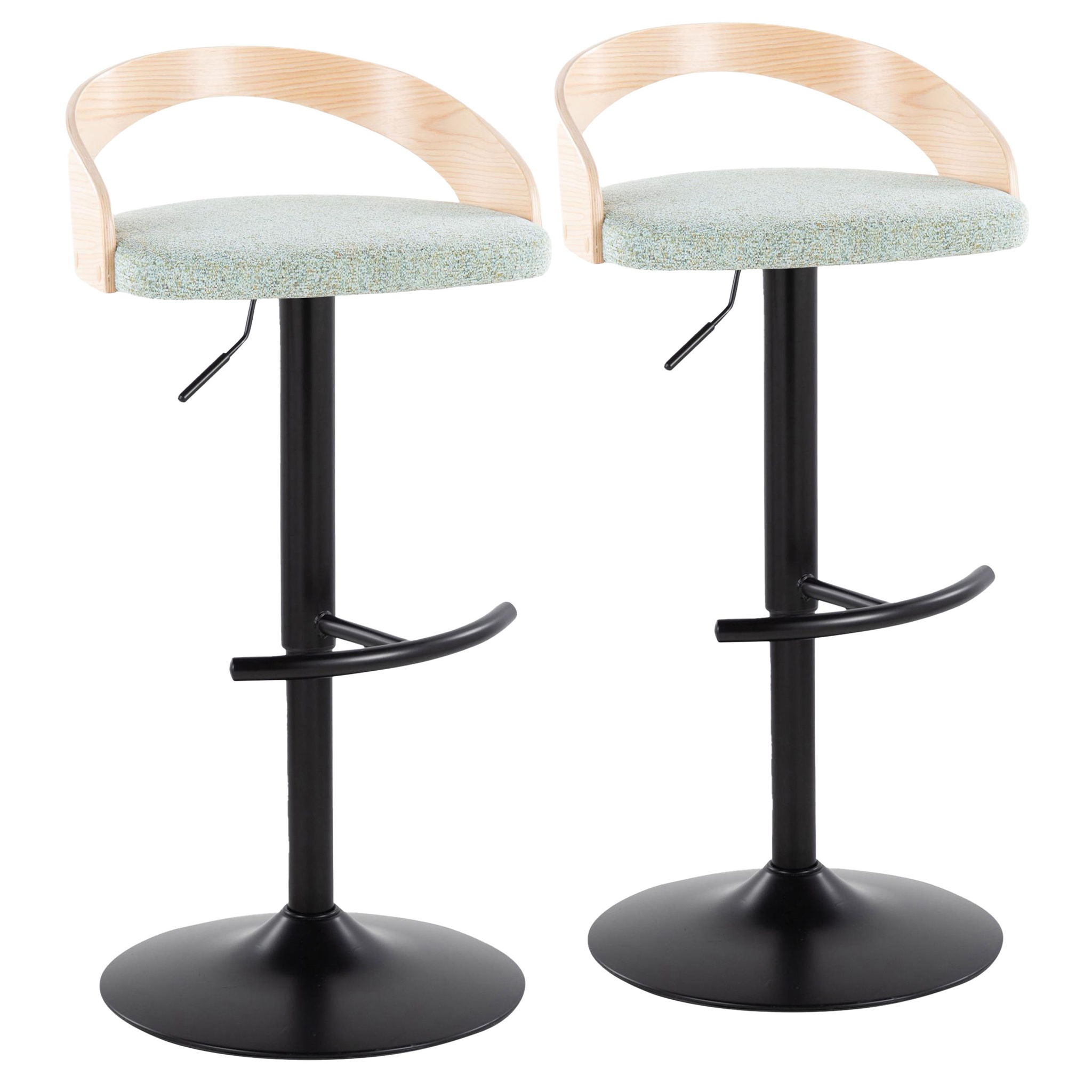 Grotto - Contemporary Adjustable Barstool With Swivel & Rounded T Footrest (Set of 2) by Unique Piece Furniture