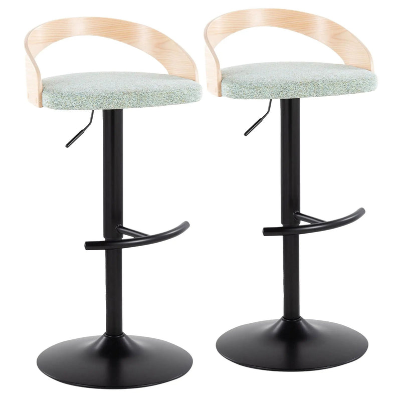 Grotto - Contemporary Adjustable Barstool With Swivel & Rounded T Footrest (Set of 2) by HouseOfZazla