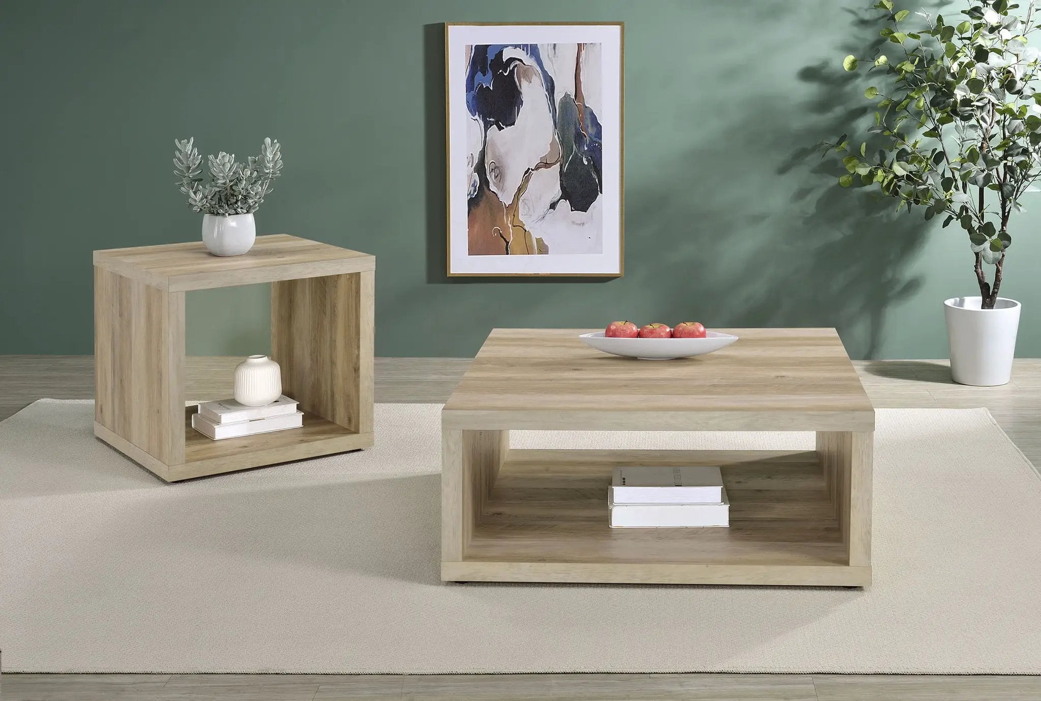 Frisco 2-piece Coffee and End Table Set Distressed Pine by Unique Piece Furniture