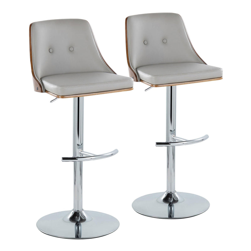 Gianna - Mid Century Modern Adjustable Barstool With Swivel With Rounded T Footrest (Set of 2) by Unique Piece Furniture