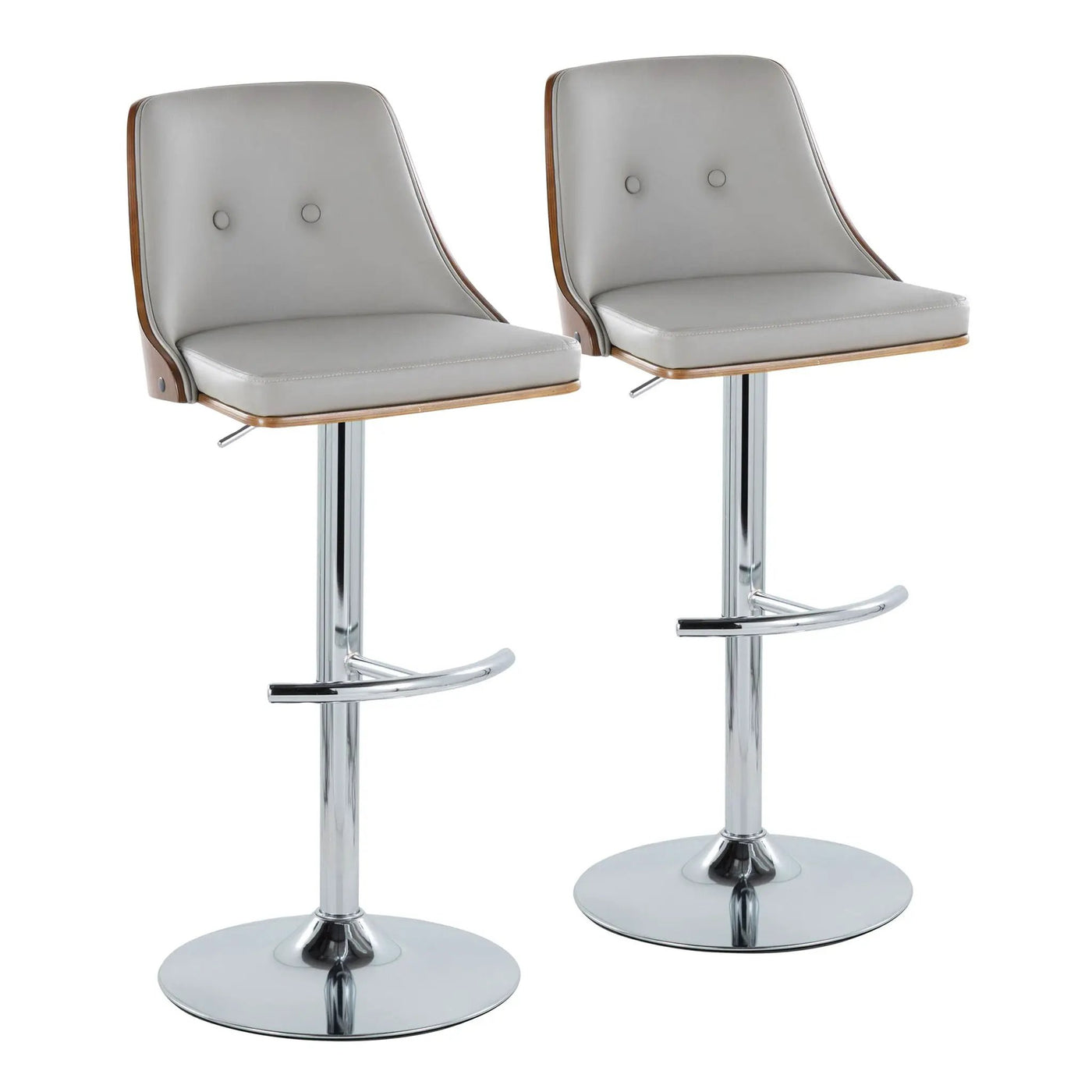 Gianna - Mid Century Modern Adjustable Barstool With Swivel With Rounded T Footrest (Set of 2) by HouseOfZazla