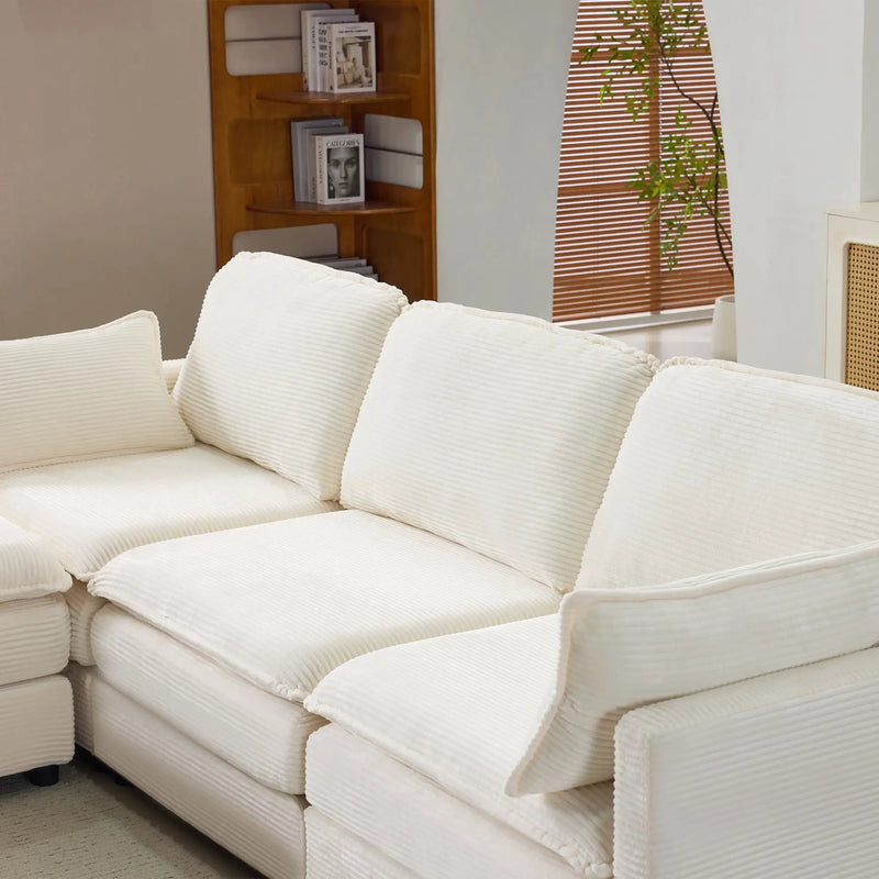 104" Plush Cloud 3 Seater Sofa: Modular Design with Ottoman by HouseOfZazla