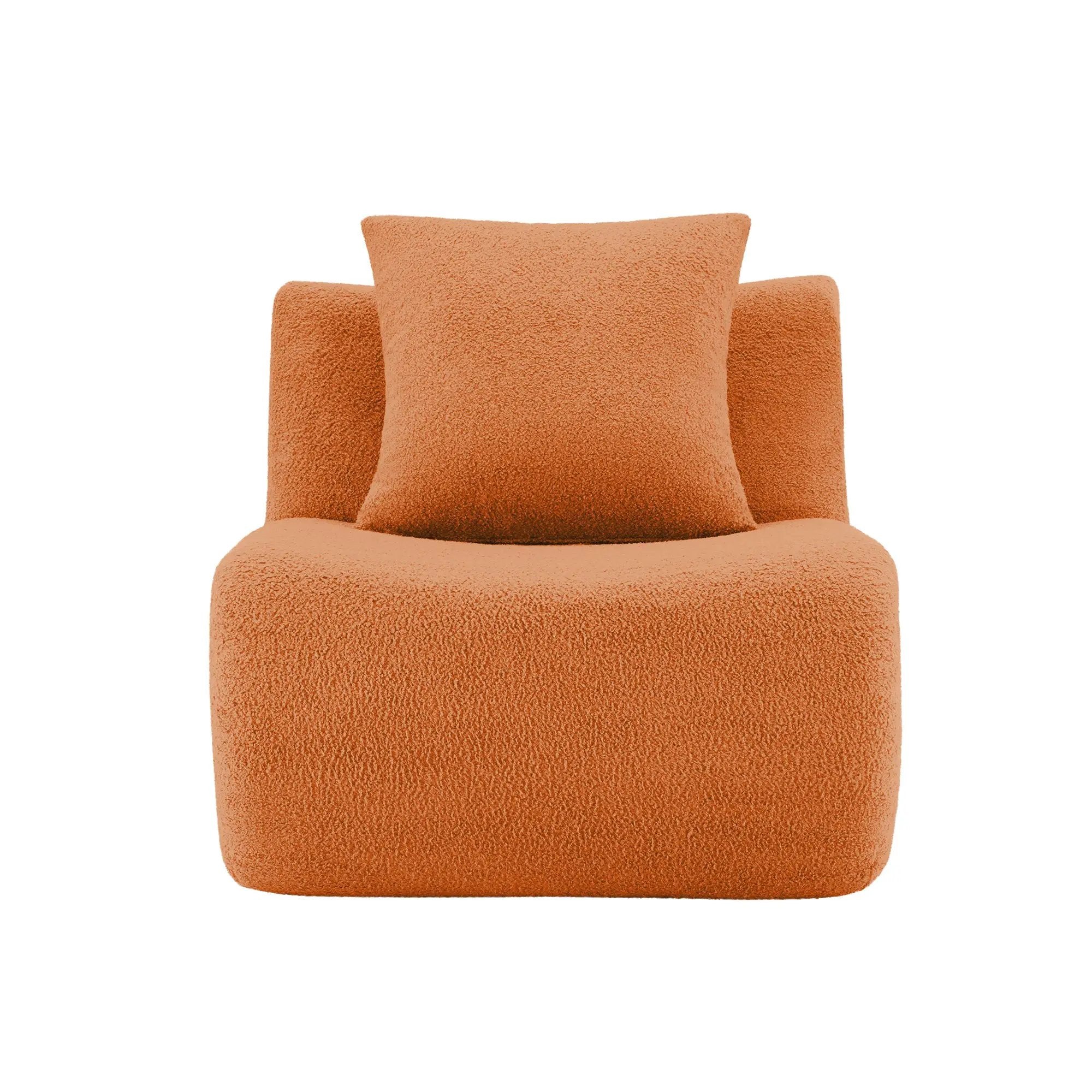 Armless Sofa With Pillow Teddy Fabric - Orange by HouseOfZazla