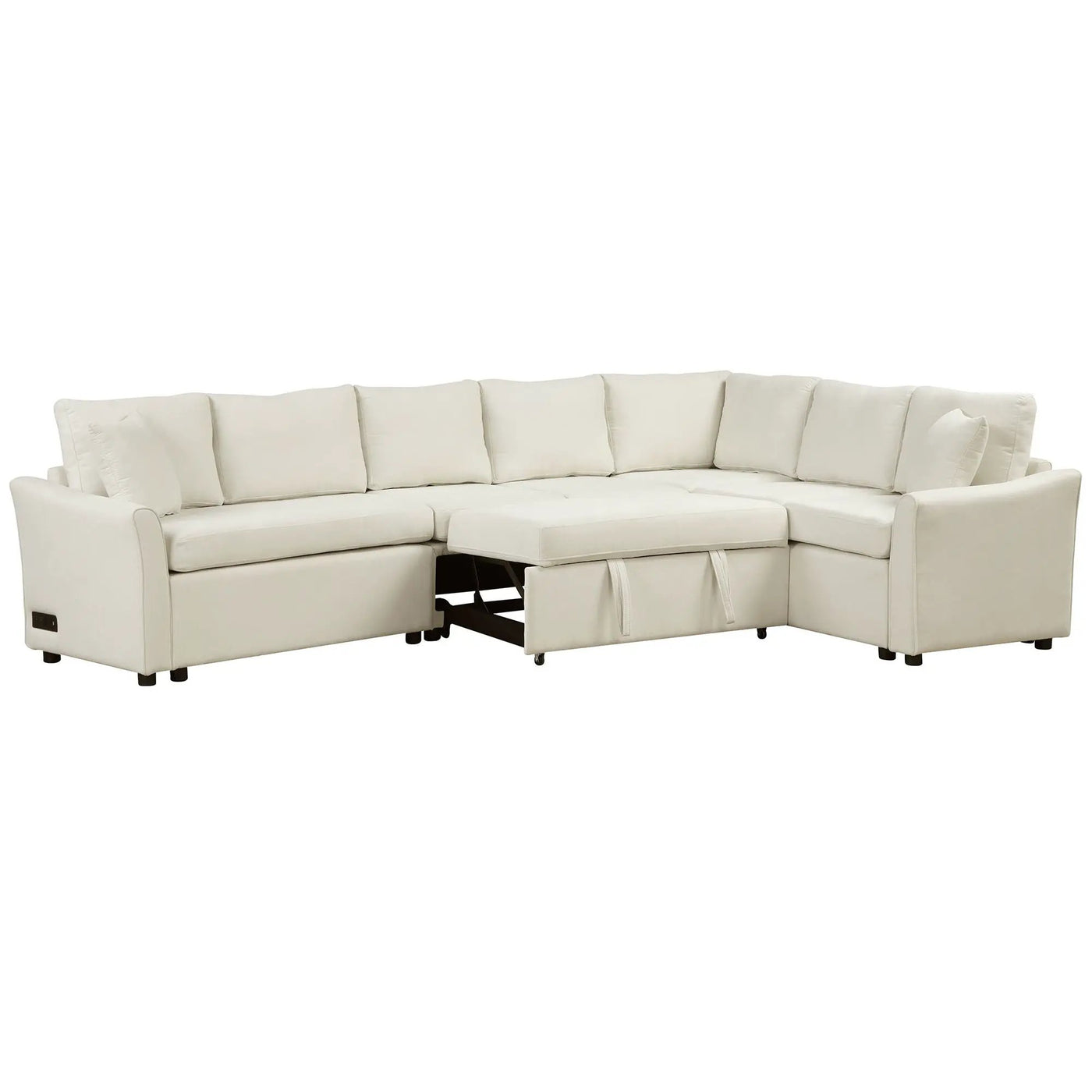 L-Shaped Sofa Convertible Sofa Bed Pull Out Sofa Sleeper With Two Back Pillows, Two USB Ports And Two Power Sockets For Living Room by HouseOfZazla