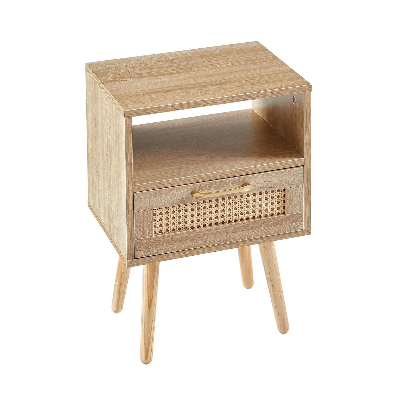 15.75" Rattan End Table With Drawer And Solid Wood Legs, Modern Nightstand, Side Table For Living Room, Bedroom by HouseOfZazla