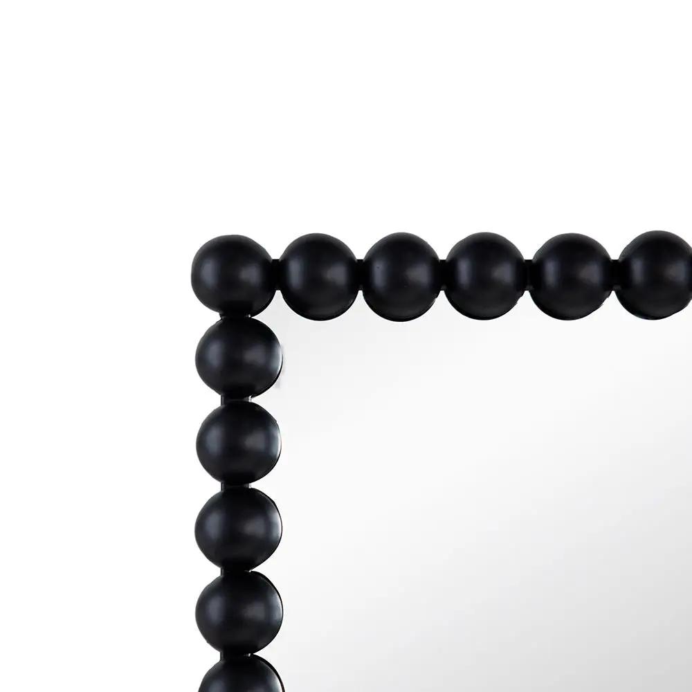 Full Length Mirror With Metal Beaded Frame, Rectangular Oversized Mirror For Living Room Bedroom - Black by Unique Piece Furniture