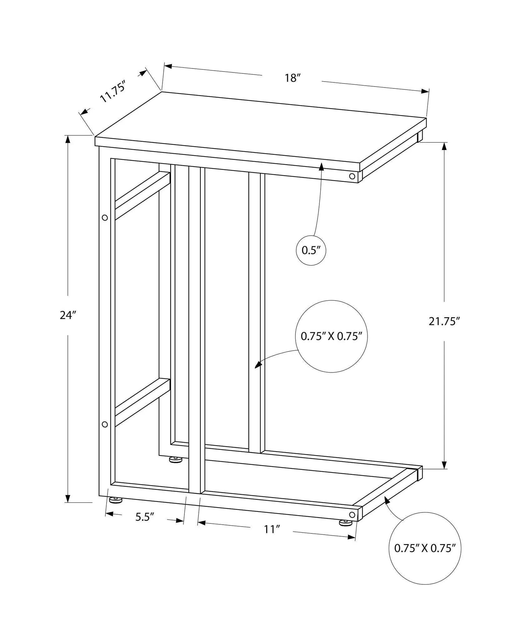 Accent Table, C - Shaped, Contemporary & Modern, Versatile Use by Unique Piece Furniture