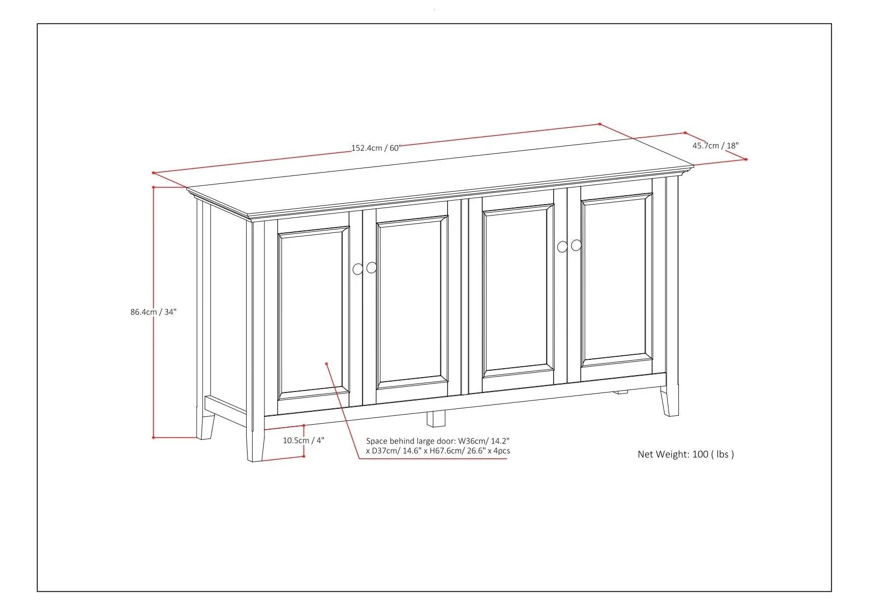 Amherst - 4 Door Storage Cabinet by HouseOfZazla