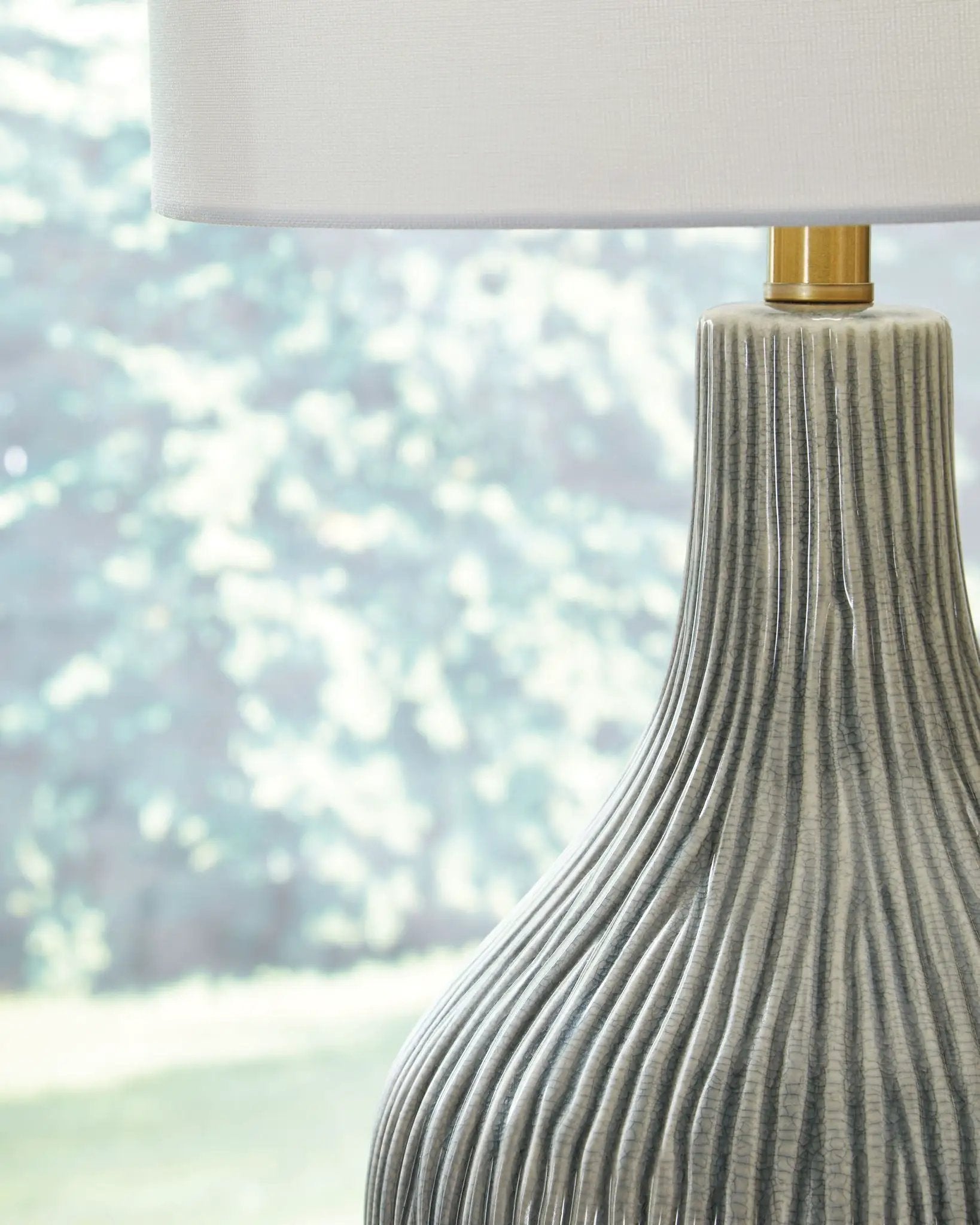 Judlen - Ceramic Table Lamp - Gray / Gold Finish by Unique Piece Furniture