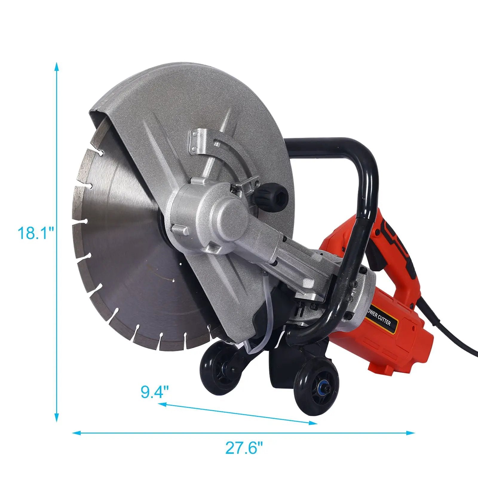 Electric 14" Cut Off Saw Wet / Dry Concrete Saw Cutter With Guide Roller And Water Line Attachment, 3000W - Black / Silver by HouseOfZazla
