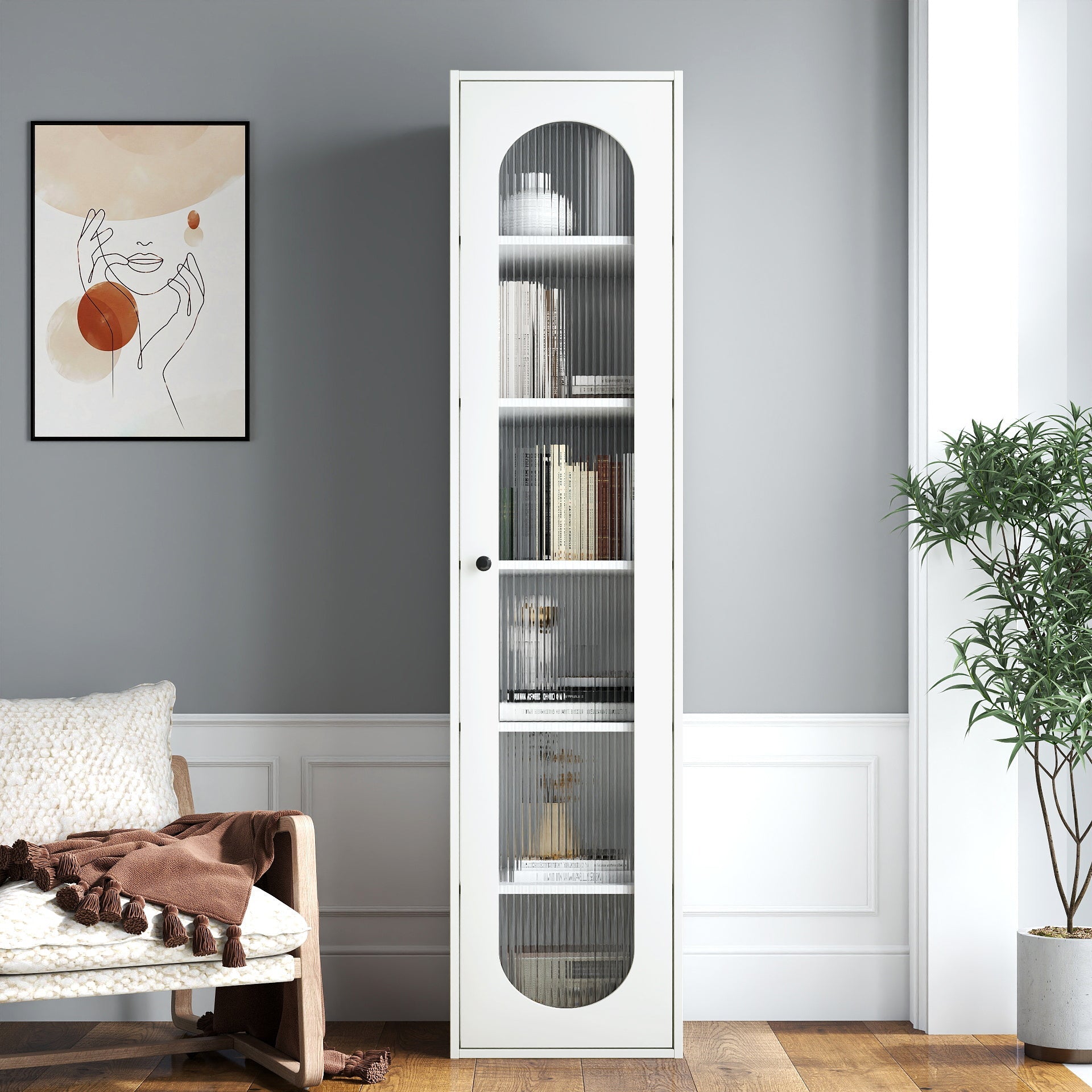 Tall Display Cabinet & Bookshelf with Glass Door by HouseOfZazla