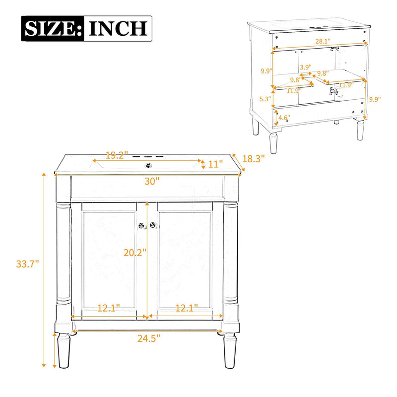 Bathroom Vanity Cabinet With Sink, Soft Close Doors, Storage Cabinet by Unique Piece Furniture